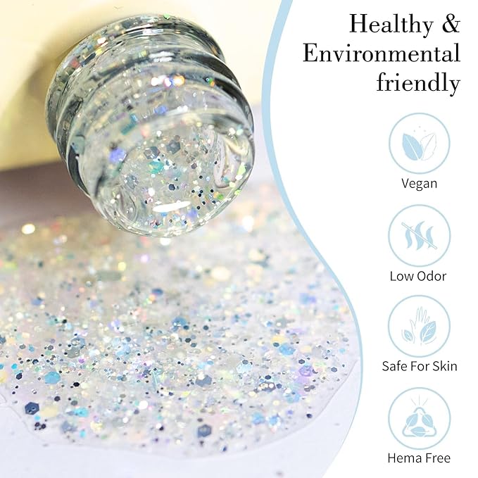 CANNI Glitter Gel Nail Polish 1pcs 9ml Blue Romance Sparkle Soak Off UV LED Nail Gel Dawn Crystal Flash Series Nail Art Manicure Salon DIY