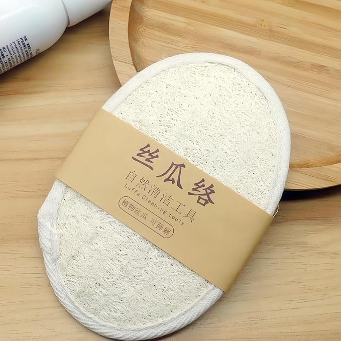 Back & Body Loofah Scrubber Set Natural Exfoliating Back Scrubber with Long Handle + Bath Sponge Luffa for Deep Cleaning in Shower
