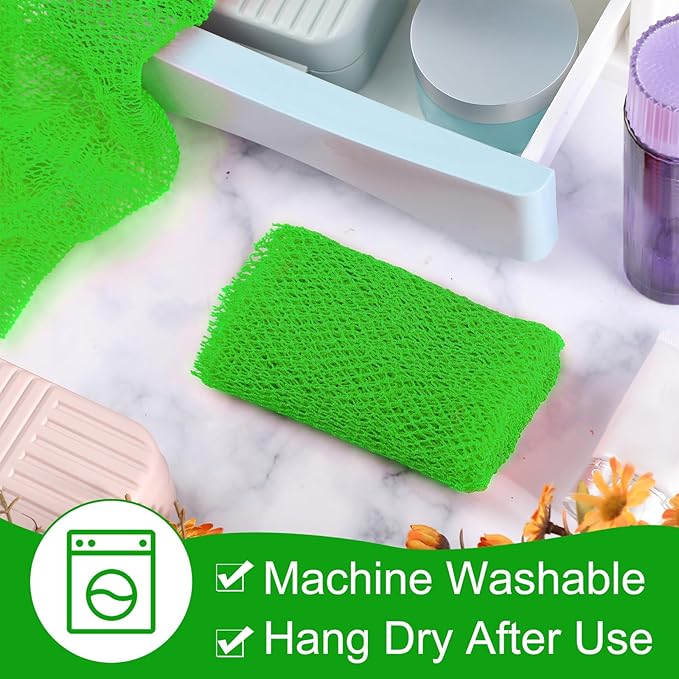 Geiserailie African Net Sponge Long Bathing Net Shower Body Scrubber Back Scrubber Skin Smoother Bathing Sponge for Daily Use or Stocking Stuffer(Green)