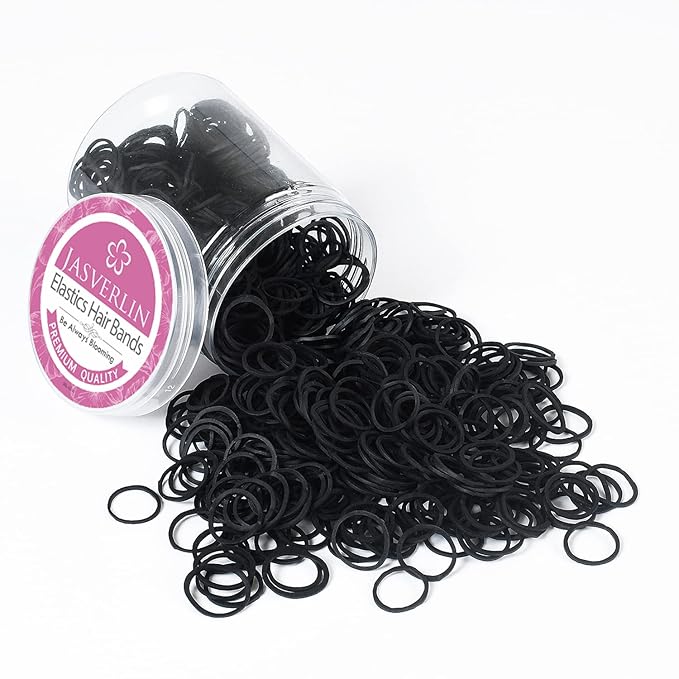 Small Rubber Bands for Hair, Black Mini Hair Ties Elastics Bands for Little Girls Baby Toddler, Braids Styling Accessories No Damage No Pull 1/2 inch 1000 Pcs