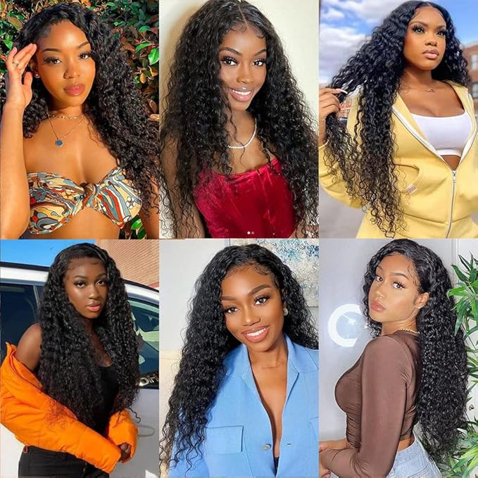 30 32 34 Inch Wat and Wavy Bundles Human Hair Black Natural Color Bundle Brazilian Unprocessed Virgin Hair 150g/3 Bundles Wat and Wavy Human Hair Weave