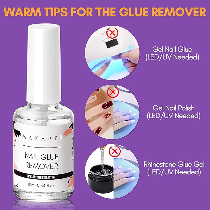 Makartt Nail Glue with Glue Remover Kit, Super Strong Nail Glue 7ML for Acrylic Nails Press On Nails,10ML Glue Off Fake Nails, Remover for Super Glue, Nail Polish Easy Application Nail Art Supplies