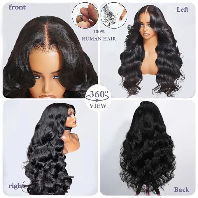 36 Inch 13x6 Lace Front Wigs Human Hair Pre Plucked 200% Density Body Wave HD Transparent Lace Frontal Wigs For Women Can Last 6-9 Months Tangle-Free Natural Color Glueless Wigs with Baby Hair