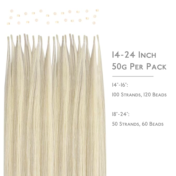 WENNALIFE I Tip Hair Extensions Human Hair, 50g 50s 22 Inch Ash Blonde Highlighted Platinum Blonde Remy Itip Human Hair Extensions Invisible Itips Straight I Tips Fusion Extensions Real Human Hair