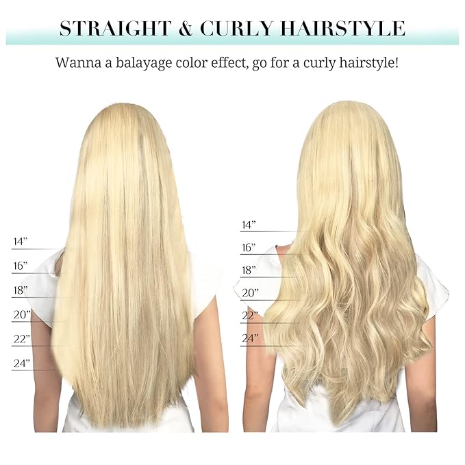 DOORES Human Hair Clip Extensions, Light Blonde Highlighted Golden Blonde 150g 9pcs 20 Inch, Natural Remy Clip in Hair Extensions Straight Thick Hair Extensions