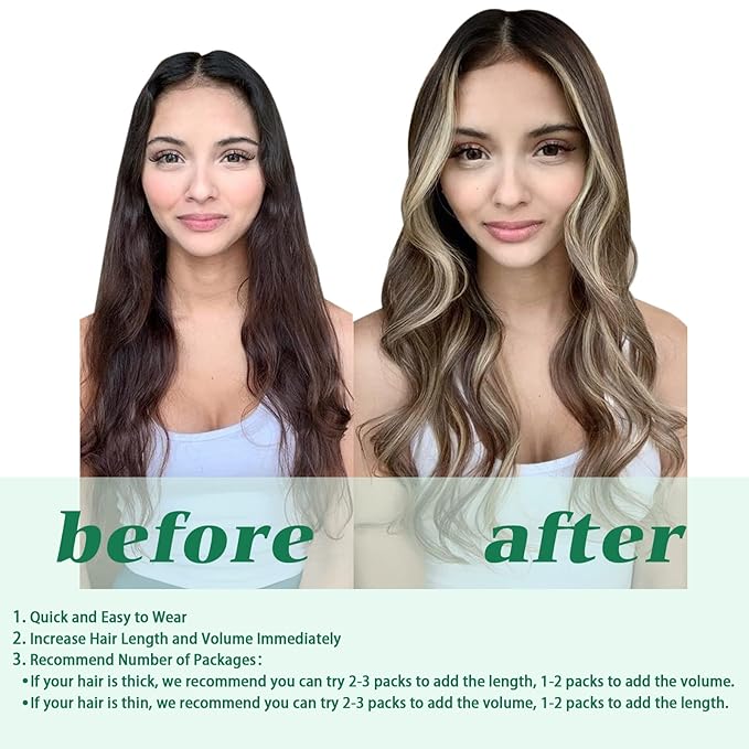 GOO GOO Clip in Hair Extensions Real Human Hair, Remy Human Hair Extensions Clip ins for Women, Natural Human Hair, 22inch 120g 7Pcs, 4/26/4 Balayage Chocolate Brown to Honey Blonde