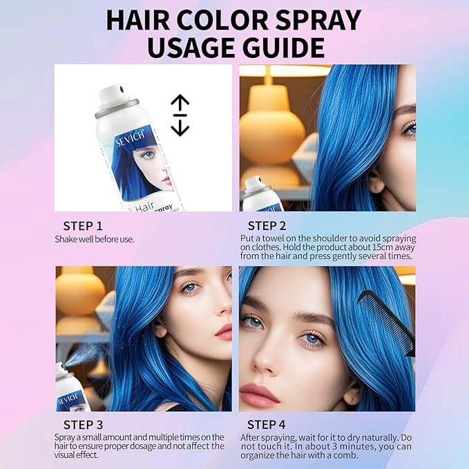 SEVICH Temporary Hair Color Spray Purple, Instant Hair Color Application, Hair Dye for Men & Women, Natural Looking,Quick Drying, Non-Sticky, Long-Lasting No Fading, 100mL