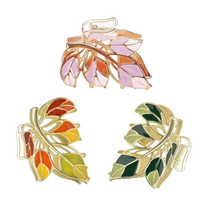 3-Piece Floral Metal Hair Accessories in 3 Colors: Barrettes, Claws, and Clips for Thin to Thick Hair - Elegant, Strong Hold, and Non-Slip