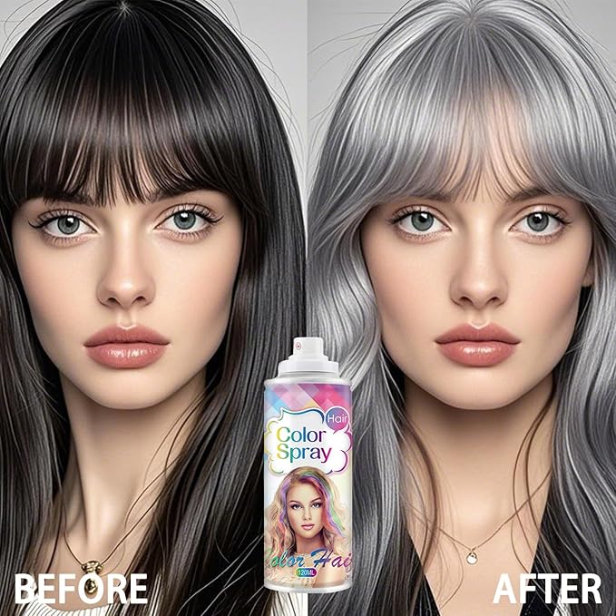 Temporary Hair Color Spray for Women and Girls, Temporary Hair Color Wax, Natural Hair Coloring Strong Style Gel Cream Hair Dye Spray for Halloween, DIY, Cosplay, Party (Gray, Large)