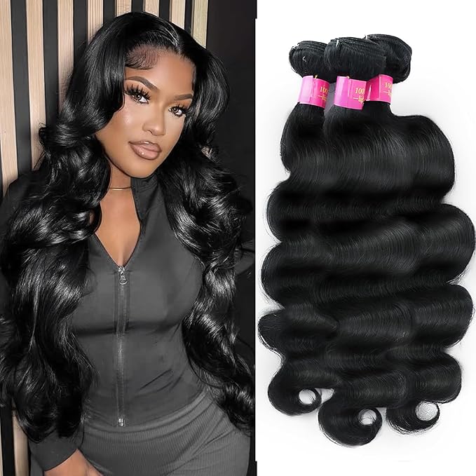 Body Wave Bundles Human Hair 12A 3 Bundles 18 20 22 Inch Quick 100% Unprocessed Brazilian Virgin 3 Bundles Weave Wavy Human Hair Bundles for Black Women