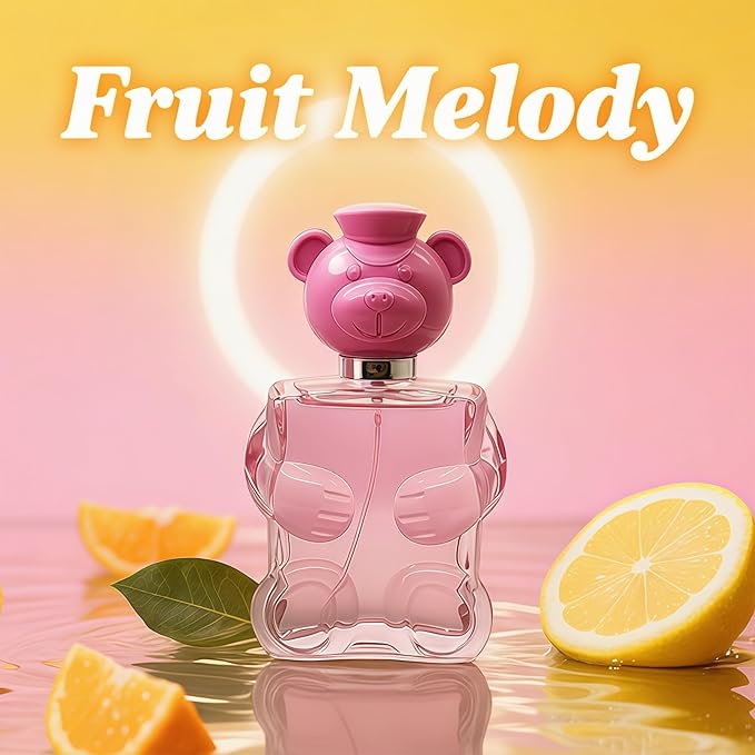 4PCS Perfume Set for Women - Floral Fragrance Gift Set with Vanilla,Sweet Fruity, Eau De Parfume| 3.4 Fl Oz Each Women's Cologne(Valentine Milano,Mon Amour Paris,Honey Bear Pink/White)