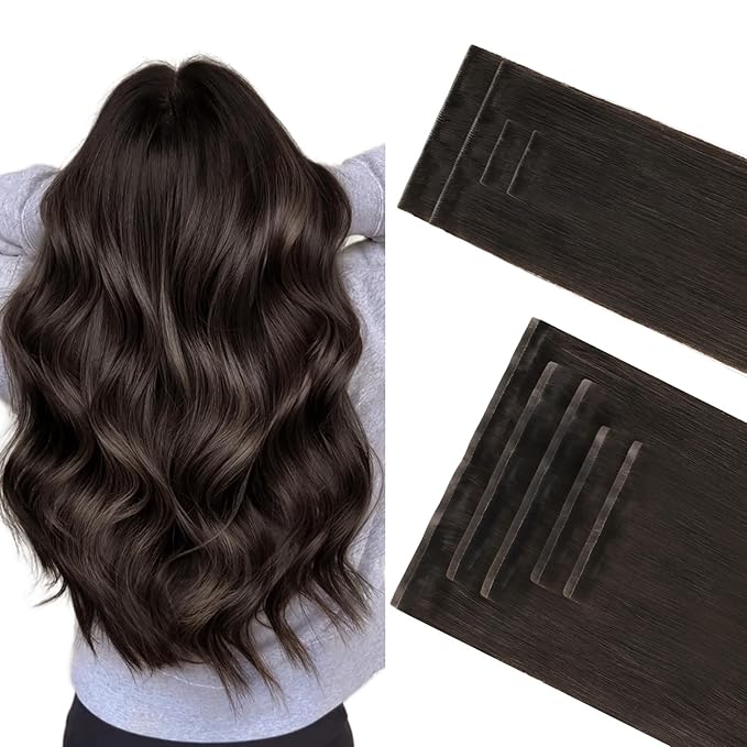GOO GOO Invisi Edge Clip in Hair Extensions Set, 14inch 130g, 4pcs Injected Seamless PU Clip ins and 5pcs Classical PU Clip insip ins, Virgin Real Human Hair, #2A