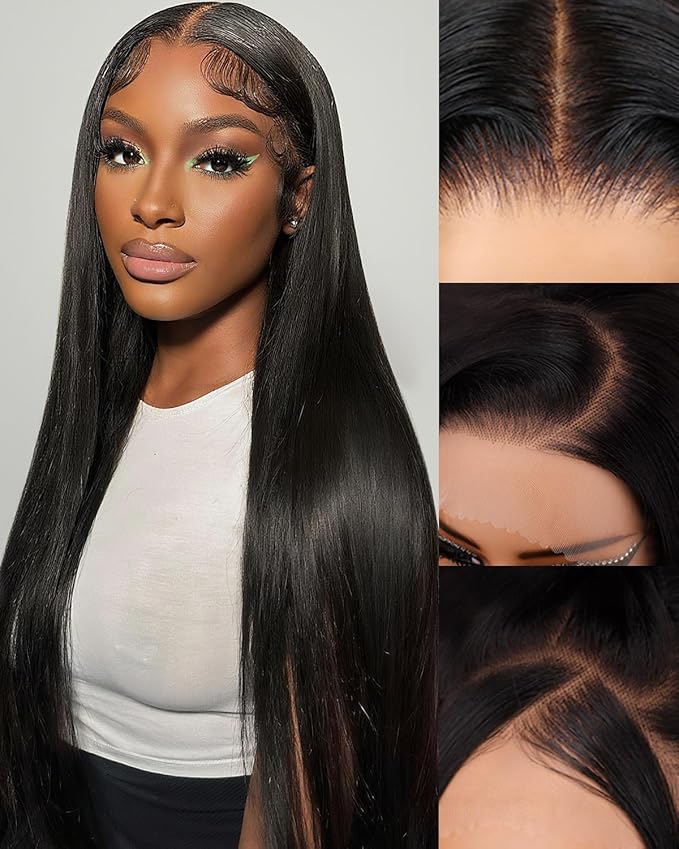 Straight Wigs Human Hair 200 Density 13x6 Lace Front Wigs Human Hair Pre Plucked HD Lace Frontal Wigs Human Hair for Women Glueless Wigs Human Hair 24 Inch