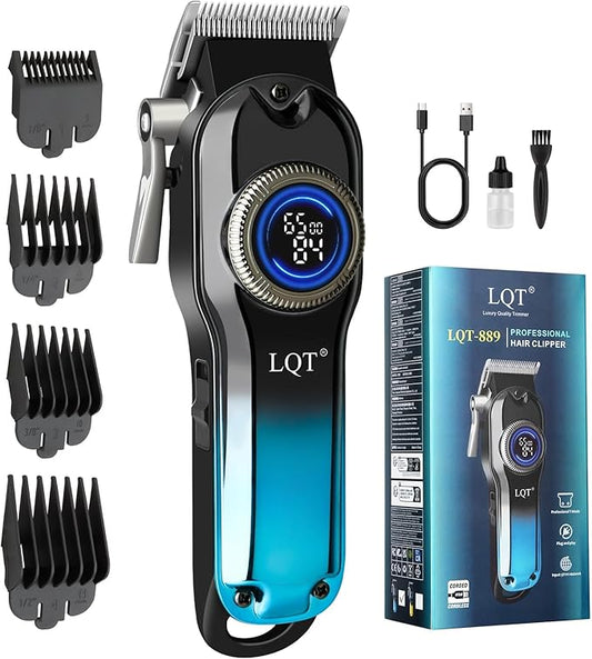 LQT® Hair Clippers for Men Professional, Body Hair Trimmer & Cordless Grooming Set with LED Display Zero Gap Clippers,Fade Haircut Kit, Electric Hair Cut Machines- Ideal Gifts for Men (Blue)