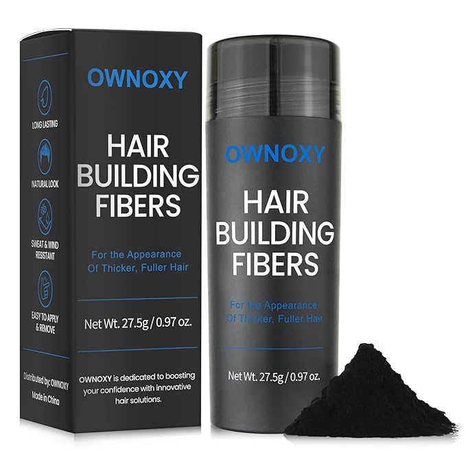 Hair Fibers for Thinning Hair - Hair Building Fibers for the Appearance of Thicker, Fuller Hair, Hair Thickening Fibers for Men and Women - Easy to Apply & Remove, 27.5g/ 0.97oz (Black)