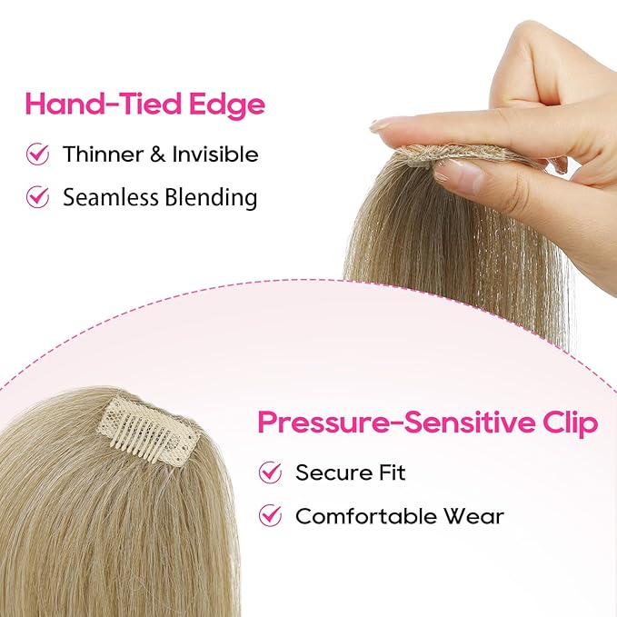REECHO Clip in Hair Volumizer, Short Thick Clip in Hairpieces Adding Extra Hair Volume Extensions for Women with Thin Fine (Medium Blonde, 8 Inch(Pack of 2))