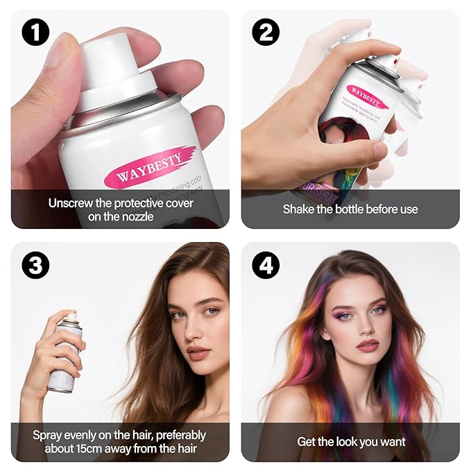 Temporary Hair Color Spray For Women Kids Men, Washable Temporary Hair Dye Spray One Day Hair Color Wax Non-Sticky For Cosplay Party DIY, Christmas Party, Halloween Crazy Hair Day (Black, 4.06 oz)
