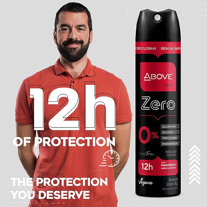 ABOVE Feel Free Zero - 12 Hours Antiperspirant Deodorant Spray for Men - Sensual and Floriental Fragrance - Notes of Jasmine - Protects Against Sweat and Body Odor - Stain and Cruelty Free - 3.17 oz