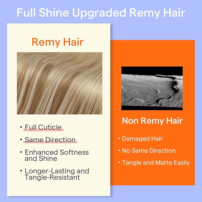 Full Shine Clip in Hair Extensions Human Hair Balayage Blonde Clip in Human Hair Extensions Golden Brown Balayage Dirty Blonde Double Weft Clip ins 18 Inch 7 Pcs 120 G