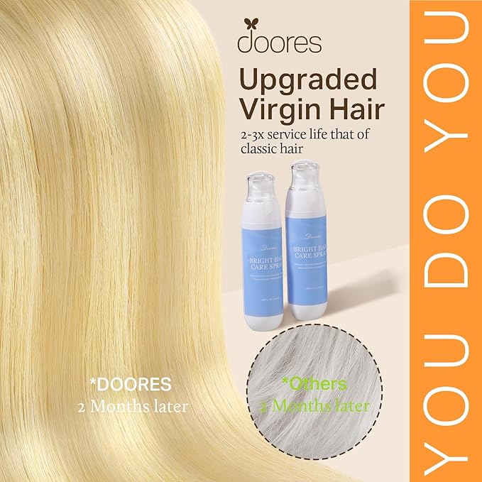 DOORES Clip in Hair Extensions Human Hair, Dirty Blonde Mixed Platinum Blonde 14 Inch 130g 9pcs, Invisi Edge Hair Extensions Seamless Clip in Hair Extensions Real Straight Natural Hair