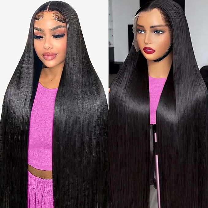 32 Inch 13x6 Lace Front Wigs Human Hair Pre Plucked 100% Human Hair Wig Straight HD Lace Frontal Wigs Glueless Wigs for Women Natural Color