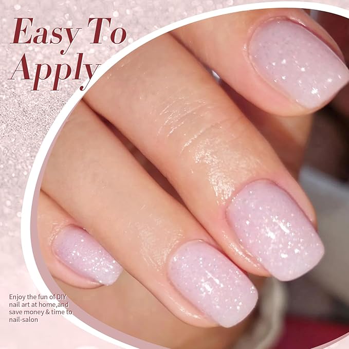 Born Pretty Jelly Gel Nail Polish, Shimmer Glitter Snow Jelly, Milky Pink Translucent Natural Nail Polish, Manicure Salon DIY for Women Girls 15ML