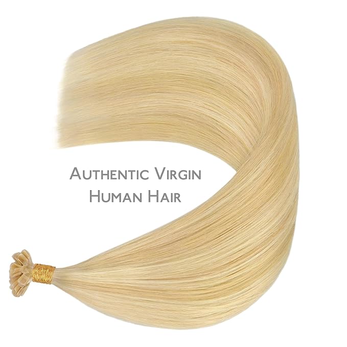 WENNALIFE U Tip Hair Extensions Human Hair, 50g 50s 22 Inch Light Blonde Highlighted Golden Blonde Remy Hair Extensions K Tip Hair Extension Real Human Hair Invisible Straight Keratin Hair Extensions