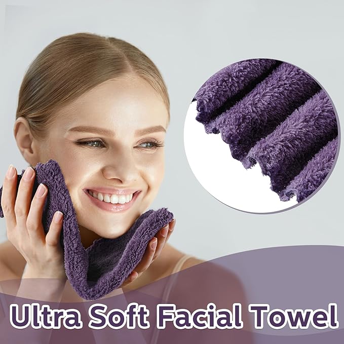 Newwiee 100 Pcs Washcloths Bulk Quick Drying Bathroom Wash Clothes 12 x 12 Inch Face Towels Microfiber Soft Hand Towel for Your Body Spa Fingertip(Dark Purple)