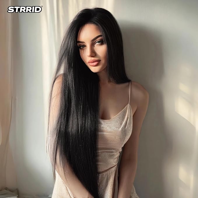 Natural Black Hair Extension Clips 26 Inch Long Invisible Straight Thick Synthetic Clip in Extensions Ins 5PCS Easy Installation Fake Soft Hairpieces for Women Weddings Party Daily Use 8.1 Oz