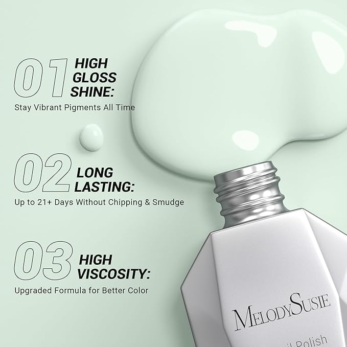 MelodySusie Thick White Gel Nail Polish,0.5fl oz White in Green Gel Polish Autumn Winter Color 1667, Soak Off UV LED Nail Lamp Gel Polish Christmas Gift for Women Manicure Salon DIY At Home 0.5 Fl Oz