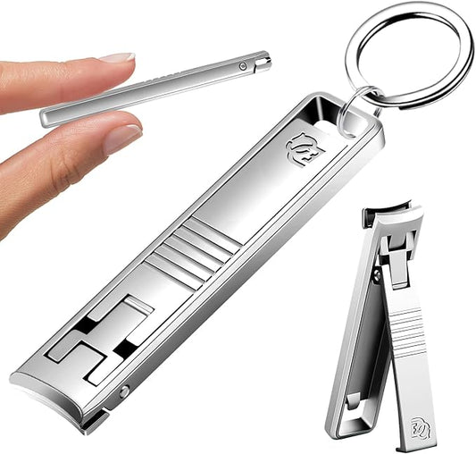 DEOU Folding Ultra-Thin Nail Clippers, Newly Upgraded Anti-Splash mini Stainless Steel Manicure Tool, take with You When Traveling, own Nail File, Men's and Women's Gifts (Nail Clippers + Gift Box)