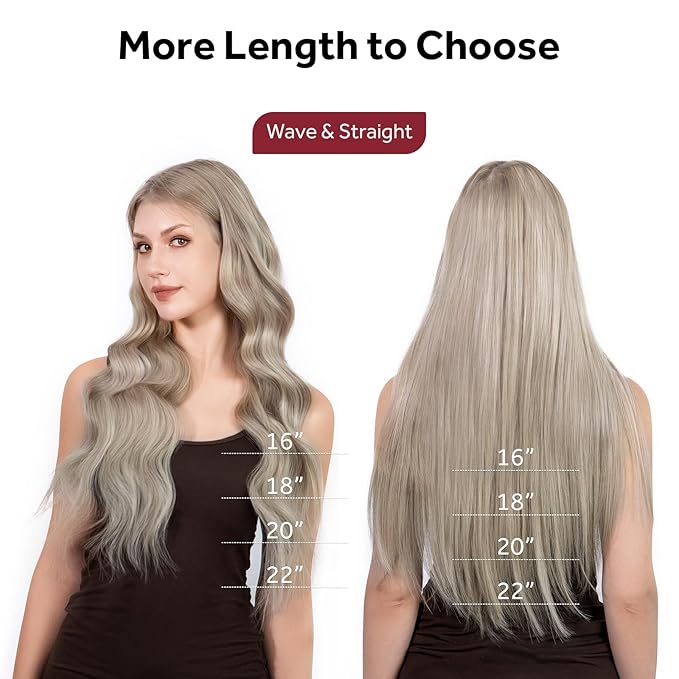 Clip in Hair Extensions Real Human Hair Seamless Clip Ins 100% Remy Hair Extensions PU Weft Golden Blonde Mix Light Blonde Thick&Invisible #P16A/22A 20Inch 120G 8PCS