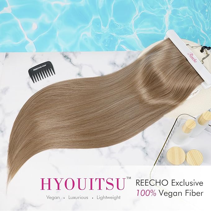 REECHO 28" Straight Super Long 4 PCS Set Thick Clip in on Hair Extensions Dark Blonde