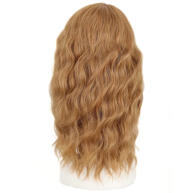 AISI HAIR Honey Blonde Wig for Women Medium Length Wave Curly Glueless Synthetic Heat Resistant Hair Wigs for Daily Party Cosplay