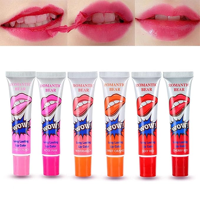 VeniCare Romantic 6 Colors Tattoo Magic Color Lip Stain Tint Long Lasting Lip Gloss Sets for Women Peel Off Colored Matte Sexy Color 1 SET