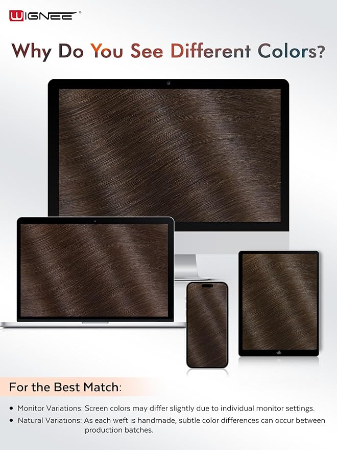 WIGNEE 100% Remy Dual Hand Tied OVO Human Hair Extension 18 Inch Micro Beaded Double Invisible Weft Hair Extensions Human Hair Brown Color Sew in Hair Extensions Glueless(2)