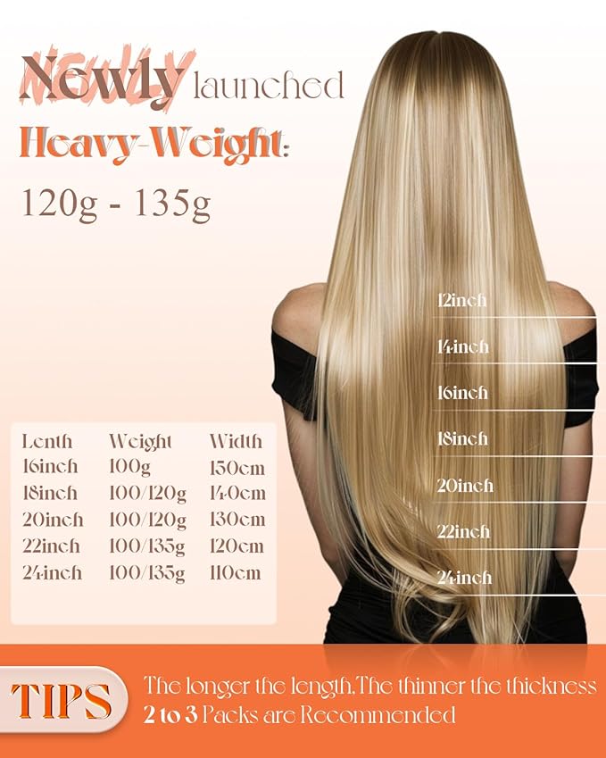 Sunny Hair Sew in Remy Hair Extensions Light Brown Highlights 18inch Weft Hair Extensions Light Brown Highlights Platinum Blonde Soft Texture for Long Straight Hair 22inch