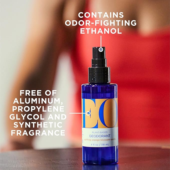 EO Organic Deodorant Spray, 4 Ounce (Pack of 3), Orange Blossom Vanilla, Organic Plant-Based, Botanical Extracts
