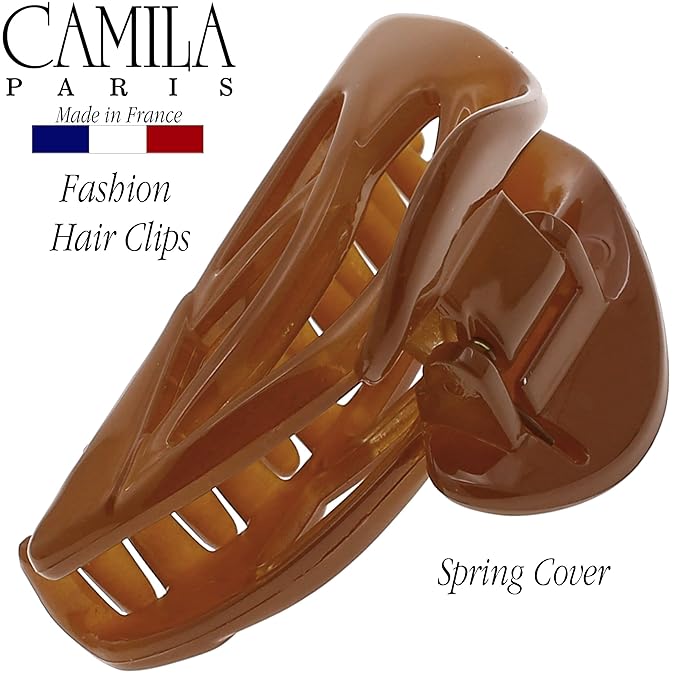 Camila Paris CP3431 French Hair Clip for Women, Small Dolphin Caramel, Girls Hair Claw Clips Jaw Fashion Durable and Styling Hair Accessories for Women, Strong Hold No Slip Grip Made in France