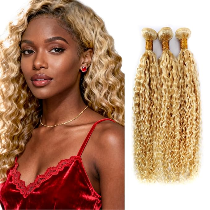 22 24 26 inch P27613 Human Hair Bundles Blonde Curly Bundles Human Hair 613 Bundle 613/27 Kinky Curly Bundle 2 Tone 150g
