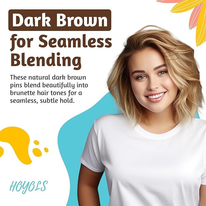 HOYOLS Brown Bobby Pins for Women Hair, 150 Pcs in 3 Sizes (1.9", 2.4", 2.7") for Updo, Bun, Styling Hair Accessories for Thick & Thin Hair (Brown)