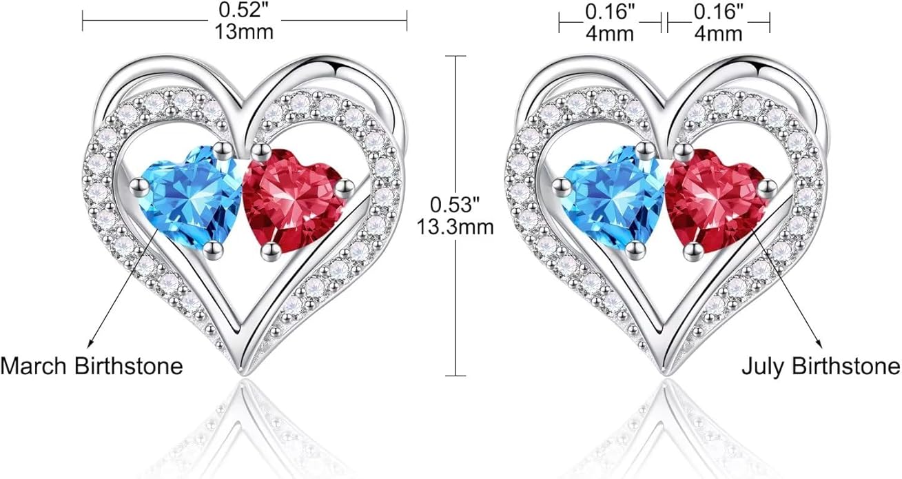 Iefil Christmas Gifts for Women Wife - 925 Sterling Silver Birthstone Earrings, Anniversary Birthday Gifts for Women Wife Girlfriend Mom