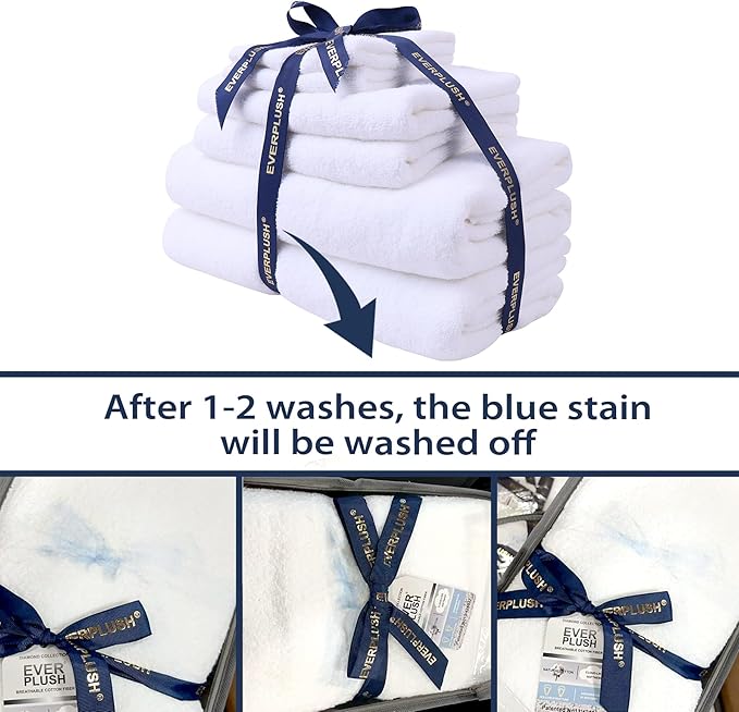 Everplush Classic 6 Pcs Luxury Bath Towels Sets,Highly Absorbent and Quick Dry Extra Large Bath Towel, Super Soft Towel for Bathroom, Pool, Swim (Porcelain White, Bath Towels 6PK)