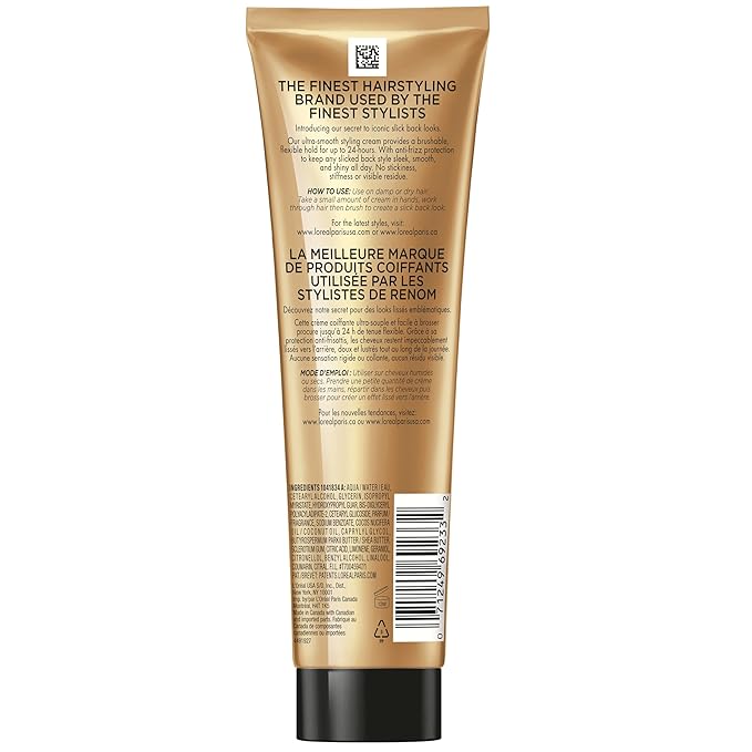 L'Oreal Paris Elnett Slick Back Styling Cream, Anti-Frizz Hair Cream for Flexible Hold, Frizz Control, Polished Shine and Slick Finish, 5.1 Fl Oz