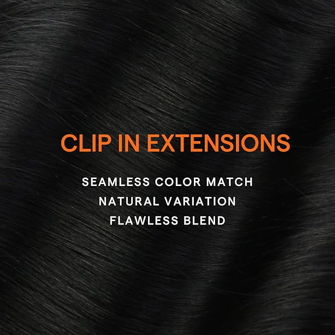 Full Shine 26 Inch Hair Extensions Real Human Hair Black 150 G Invisible Clip in Hair Extensions Human Hair For Women Jet Black Soft Straight 7 Pcs
