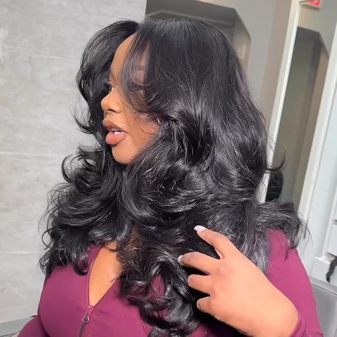 250 Density HD Body Wave Lace Front Wigs Human Hair Pre Plucked 13x4 Wear and Go Frontal Wigs Human Hair with Baby Hair Glueless Human Hair Lace Front Wigs for Black Women Natural Hairline 18 Inch