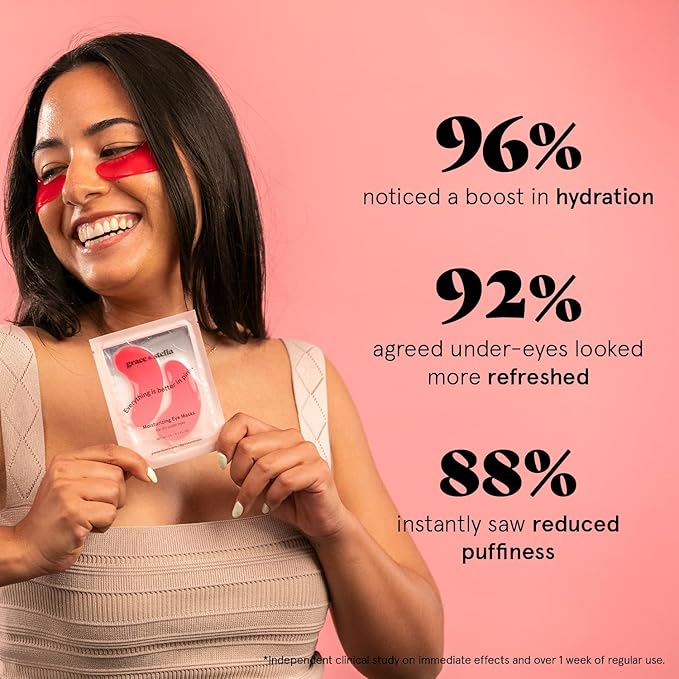 grace & stella Award Winning Under Eye Mask - Reduce Dark Circles, Puffy Eyes, Undereye Bags, Wrinkles - Gel Under Eye Patches - Valentines Gifts for Her - Vegan Cruelty-Free (48 Pairs, Pink)