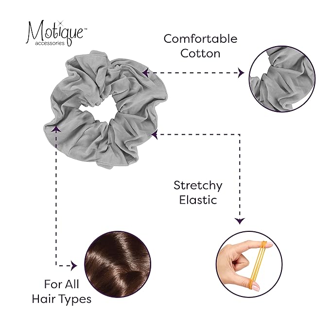 Jumbo Cotton Scrunchie Hair Tie - Light Heather