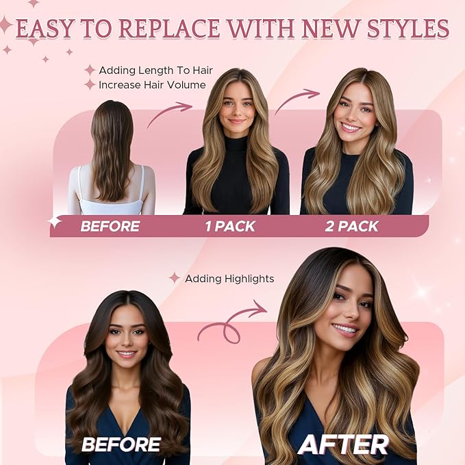 Clip in Hair Extensions Real Human Hair for Women, 20 Inch 44g 6pcs, Platium Blonde, Straight - Highlight, Add Volume and Length for Daily Wear, Parties, Weddings