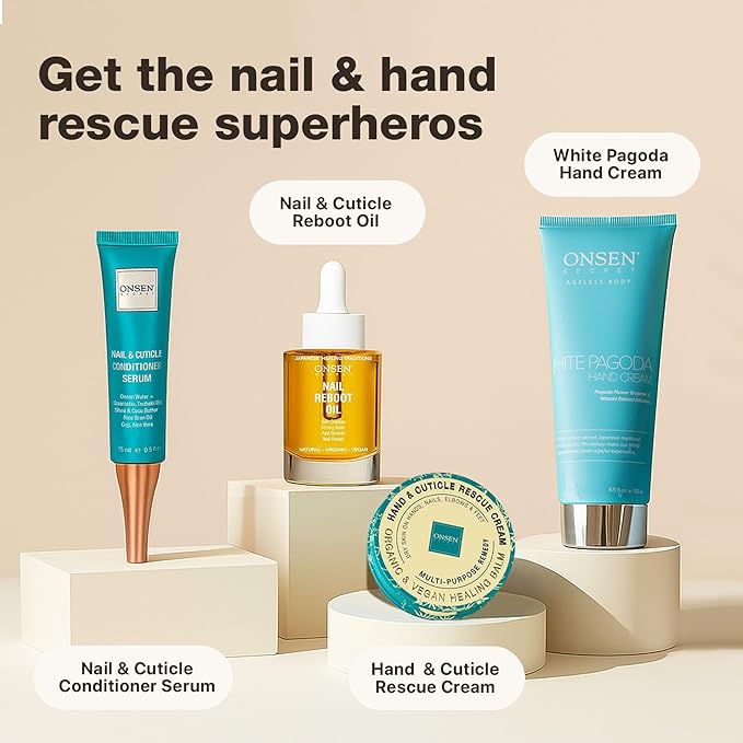 Onsen Secret Nail & Cuticle Repair Oil (30ml) - Dry Oil Formula - Japanese Tsubaki, Tea Tree & Jojoba - Strengthens Nails, Repairs Cuticles, Hydrates Skin & Hair - Natural & Vegan